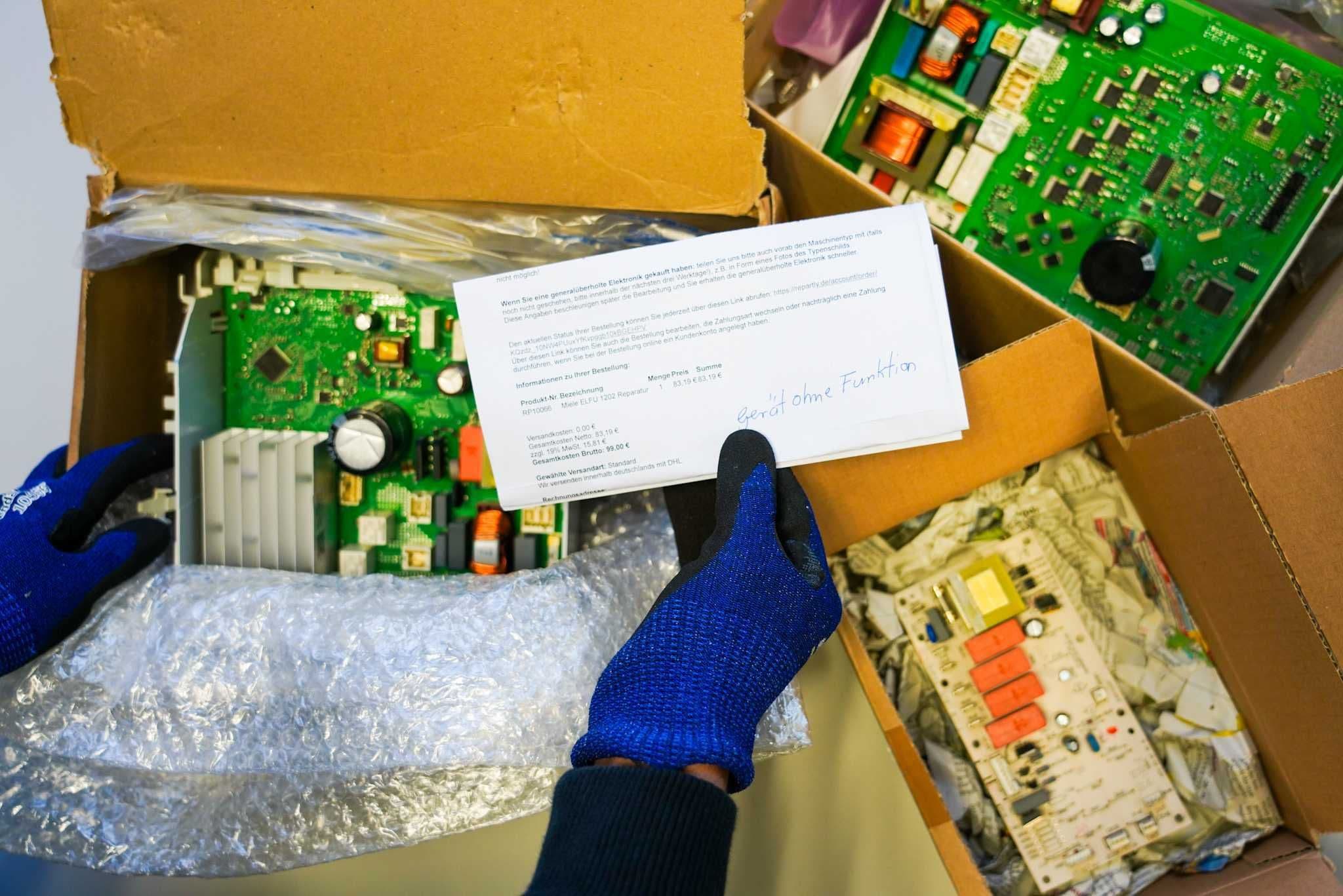 Inzenden van een defecte elektronica